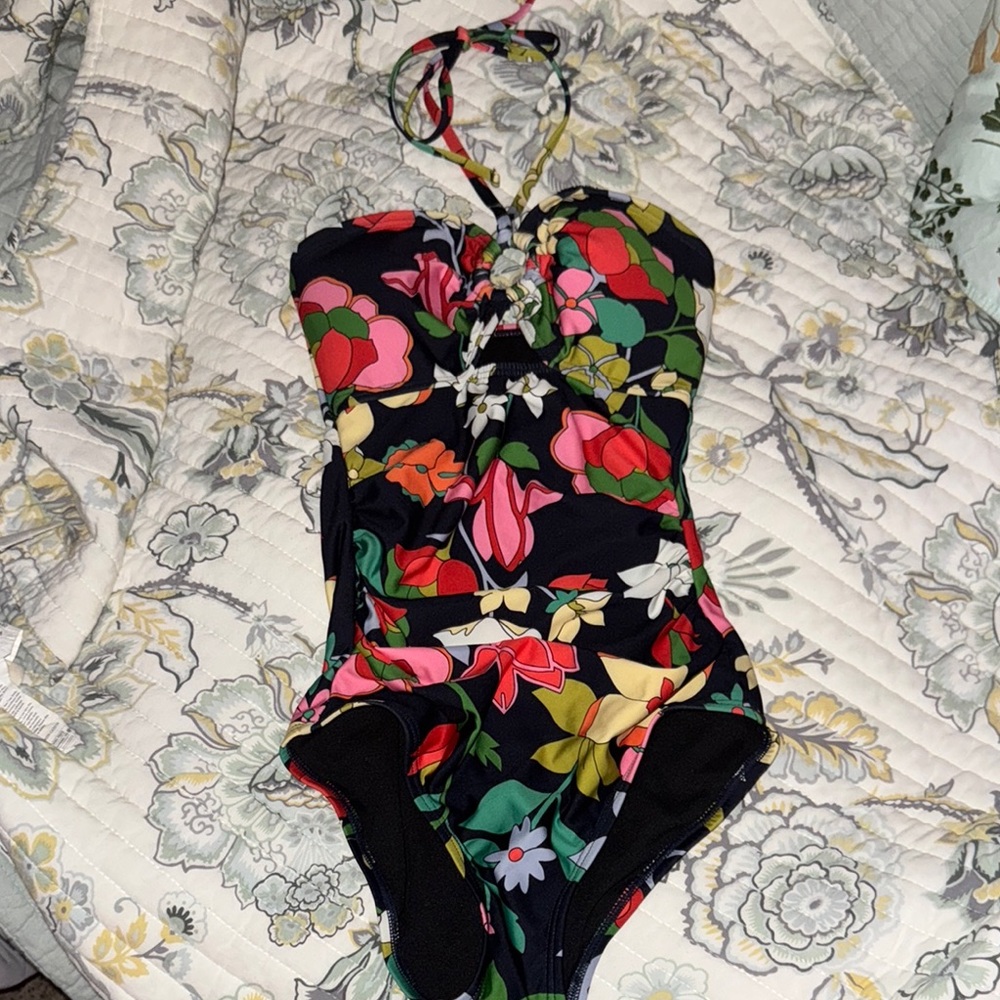 Floral Halter One-Piece Swimsuit